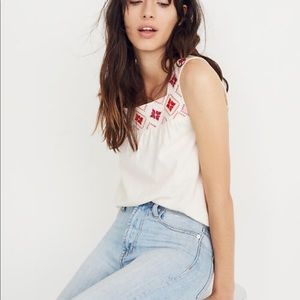 Madewell embroidered linen tank